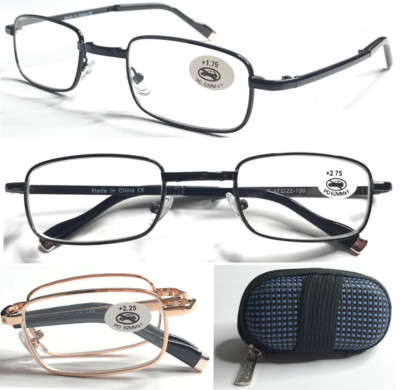 Faltbare Lesebrille / hochwertiges Metall Komfortgestell + leicht zu haltendes Schalenetui L240
