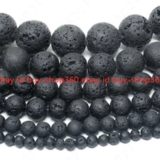 Natural Lava Stone Volcano Beads Round 4mm 6mm 8mm 10mm 12mm 14mm 15" Strand