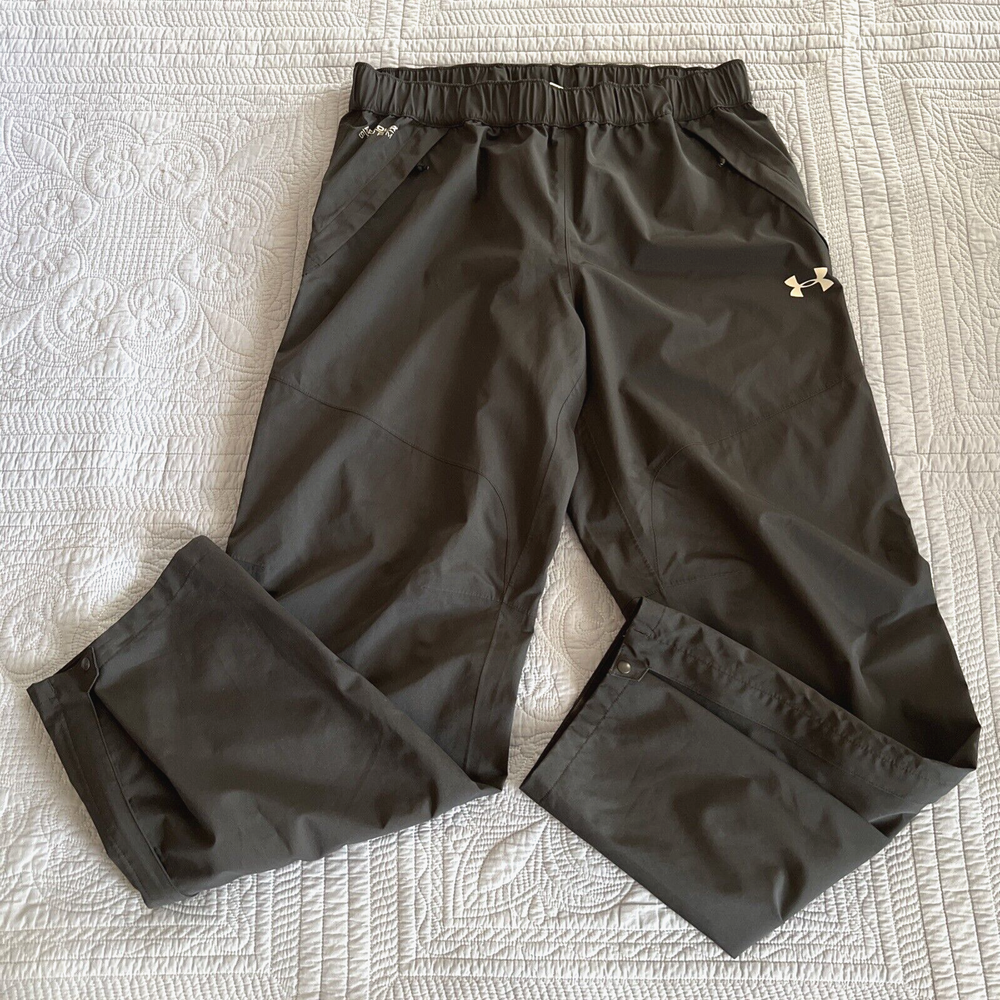 Under Armour Mens UA Stormproof Lined Rain Pants Black Waterproof  Sz L 1257620