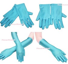 Snow Princess Elsa Light Blue Kids Girl Long Short Glove Cartoon Party Costume