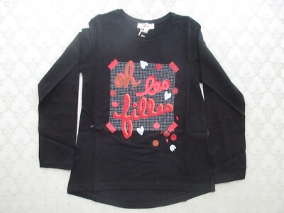 Catimini NWT Girl's Adorable Cotton Black Long Sleeves Top w/Graphics, Sz US 8
