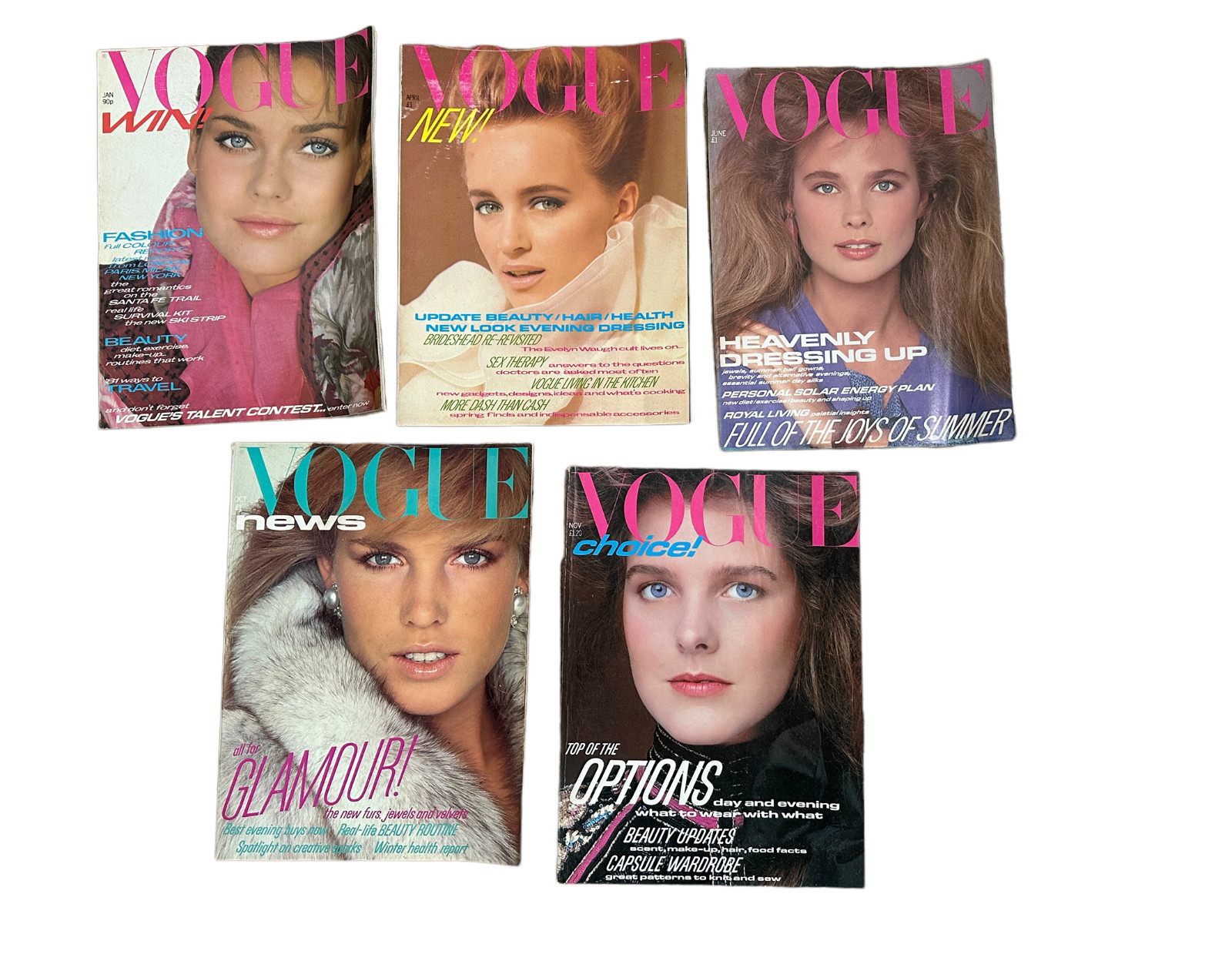 Lot of 5 Vintage Vogue 1981 Magazines-Jan-April-June-October-November.