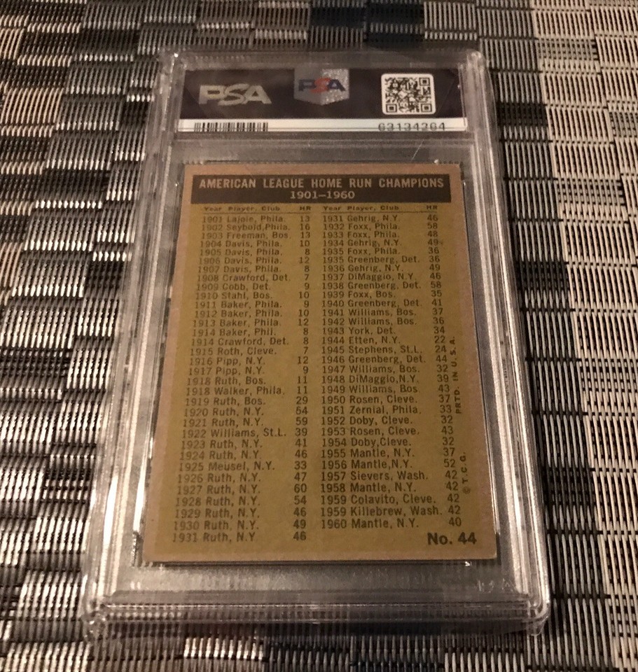 PSA 4 1960 Topps, AL HOME RUN LEADERS, Great Color, No Creases Tough ...