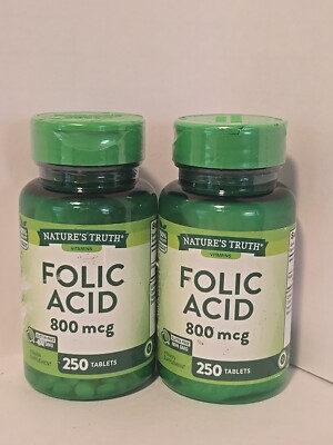 2X Nature's Truth Folic Acid 800mcg  250 Tabs SEALED 