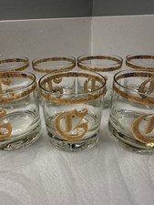Lowball Glass Tumblers Vintage Barware Set of...
