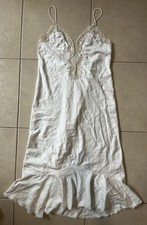 VTG White Sara Beth Bridal Satin Lace Embroidery Floral Slip Nightgown Large