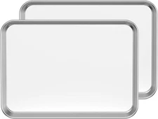 Stainless Steel Cookie Sheet Baking Pan Oven Tray Commercial Baking Sheet 2 Pcs