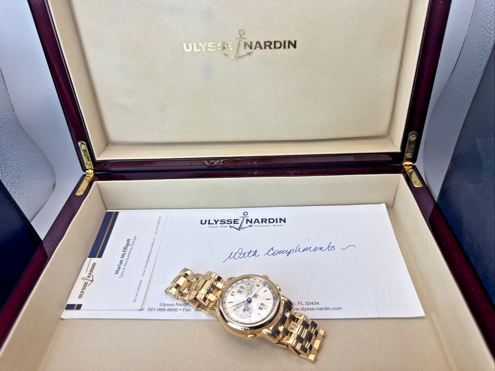 Ulysse Nardin Perpetual Calendar GMT 18k Rose Gold Bracelet Ref 326-82 Box-paper image 5