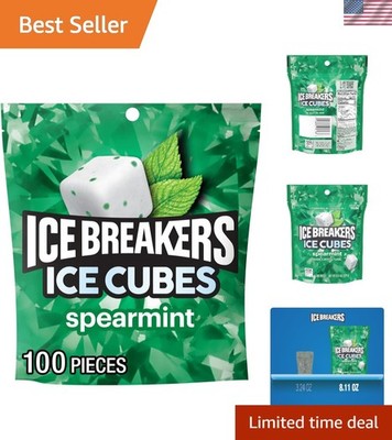 100-Piece Pouch of ICE CUBES Spearmint Sugar-Free Gum - Perfect for On-the-Go