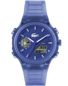 LACOSTE LC33 2011429 BLUE DIAL & SEMI TRANSPARENT SILICONE STRAP 45MM MENS WATCH
