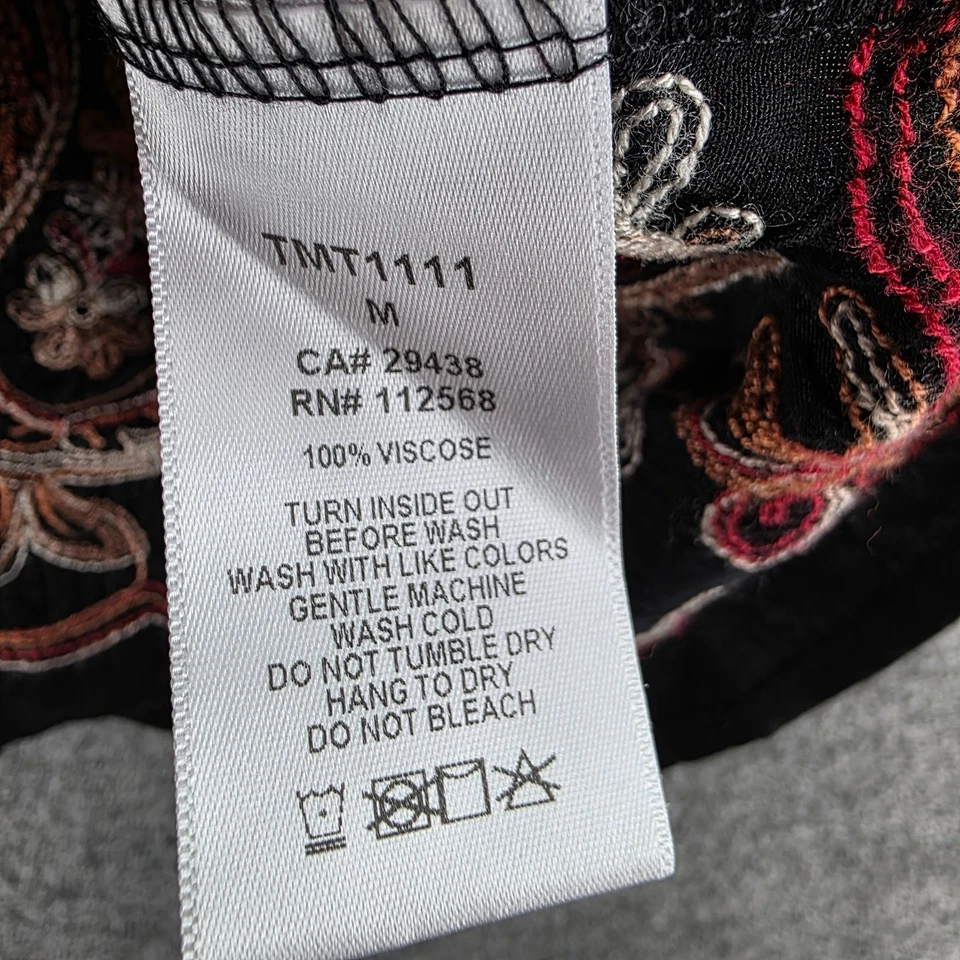 Miss Me Shirt Womens Medium Off Shoulder Short Sleeve Black Embroidered — 第 4/4 张图片