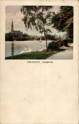 Postcard Chemnitz in Saxony, castle pond - 4987316