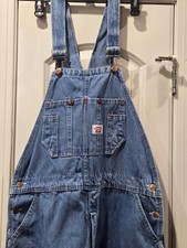 Vintage Round House Unisex Blue Denim Bib Overalls Coveralls for Construction