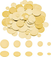 100Pcs Metal Stamping Blanks, 5 Size Golden Blank Tags round Brass Stamping Tags