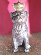 King Pug Crowned Resin Bronze Colored Figurine 11.25" 4.5" 6"