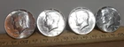 4 BU 1964 Kennedy Half Dollars • 90% Silver •