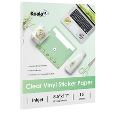 Koala 95% Clear Sticker Paper for Inkjet Printer - Waterproof Printable Vinyl...