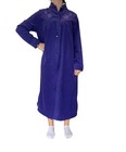 Womens Givoni Purple Mid Length Button Polar Fleece Dressing Gown Bath Robe 80
