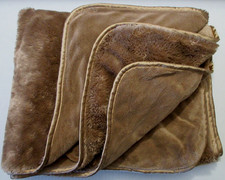 Brookstone NAP Thick Plush Blanket Throw Satin Trim 2 Ply Brown Lap Travel 40x62