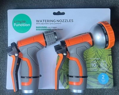 Simple Function 2-Piece Garden Watering Nozzle Set (10-Pattern & 3-Way)