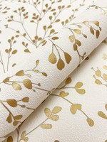 Newroom Vliestapete Weiß Gold Blumen Floral Romantisch Zweige Wohnzimmer Edel