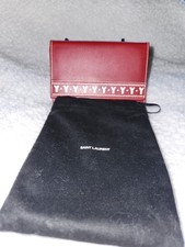 Vintage Yves Saint Laurent Red Leather Wallet Embroidered Y Monogram