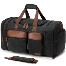 Waxed Canvas Duffle Bag for Travel 50L Expandable, Dark Grey  Travel Duffel ...