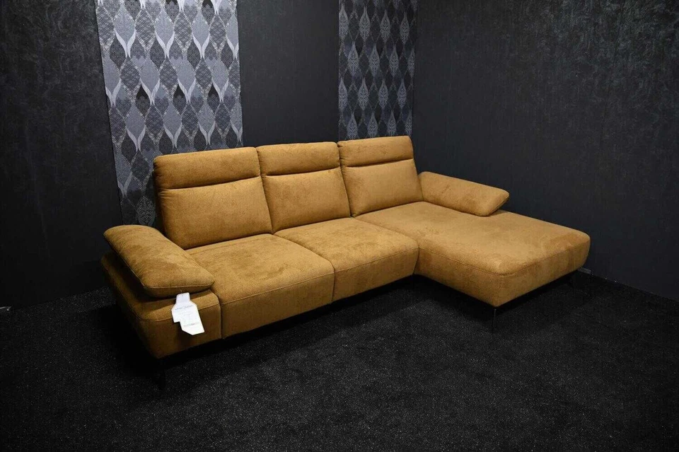 DFM Ecksofa Lennox Stoff Regain 23 Ocre Braun mit Elektrischer Relaxfunktion - Bild 2 von 4