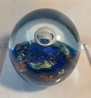 VTG Murano  Art Glass Controlled Bubble Paperweight 4” Large