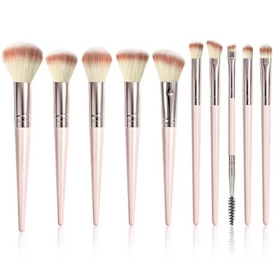 Makeup Brush Set, Premium Synthetic 10 PCS Brushes, Travel Pink
