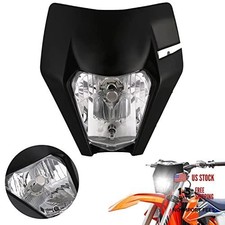 Dirt Bike LED Headlight,Motorcycle Head Light Kit Universal for EXC SXS black