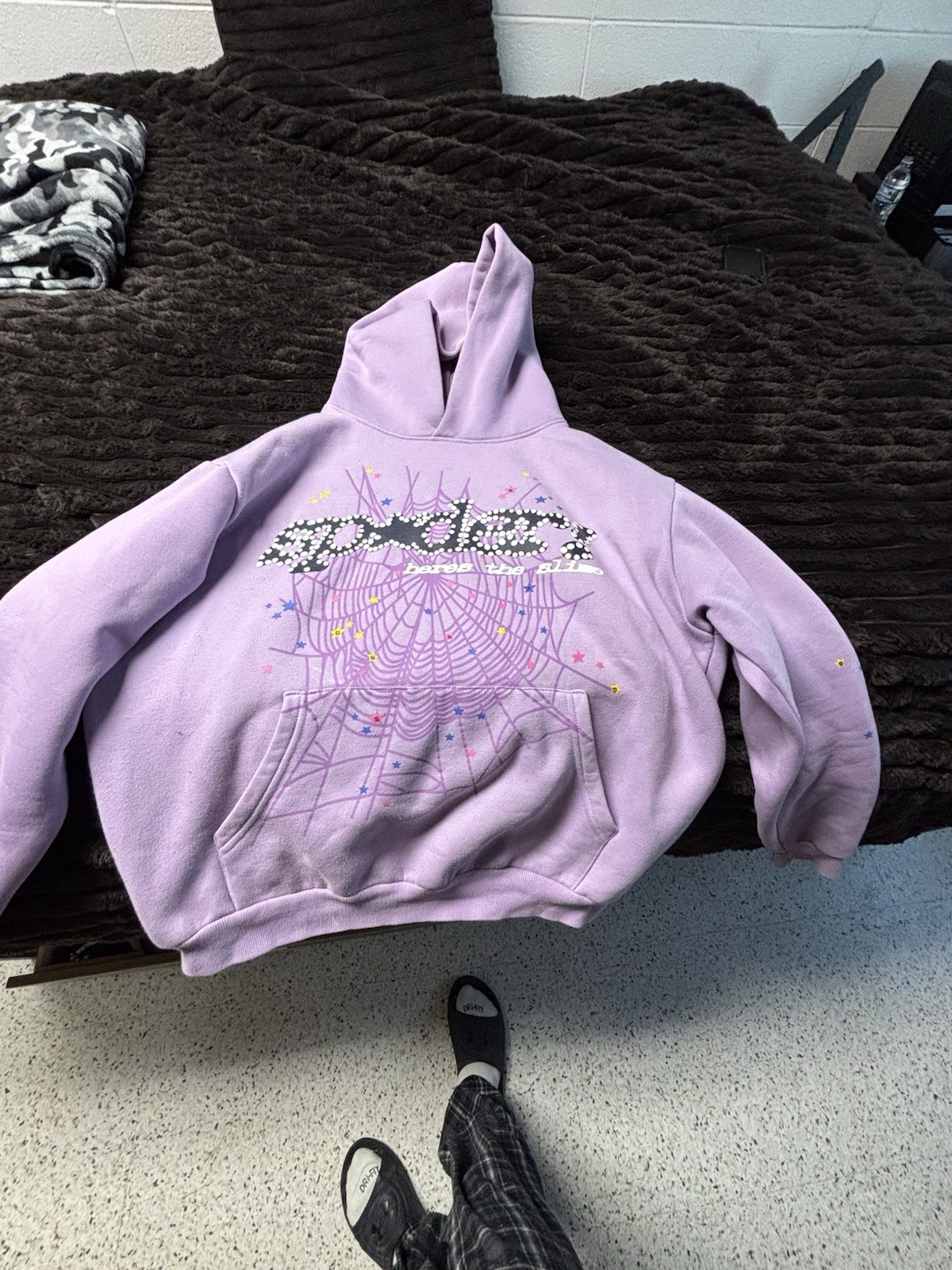 Sp5der Men's Acai Purple Hoodie Size M