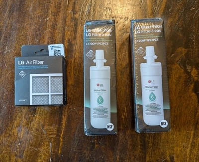 Brand New Unopened Genuine LG Fridge Filter Set (2 LT700P Water + 1 LT120F Air)