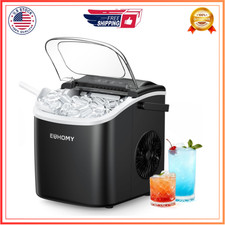 Countertop Ice Maker Machine with Handle,26lbs in 24Hrs,9 Ice Cubes Ready,Black