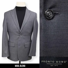 PRONTO UOMO mens solid gray WOOL BLEND sport coat suit jacket blazer 36 R