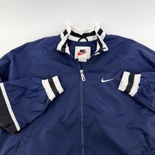 Nike Vintage 90s Windbreaker Full Zip Jacket Mesh Lined Navy Blue Size M Mens