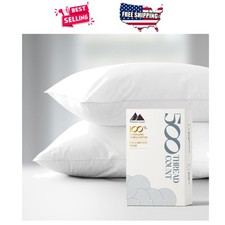 Cotton Pillowcases Standard Queen Set of 2 500 Thread Count White Cooling Soft