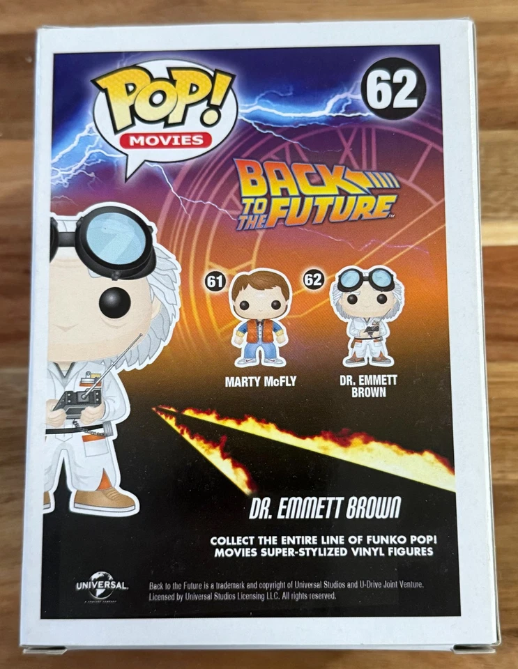 Funko Pop 埃米特·布朗博士回到未来发光独家 #62 罕见 — 第 2/4 张图片