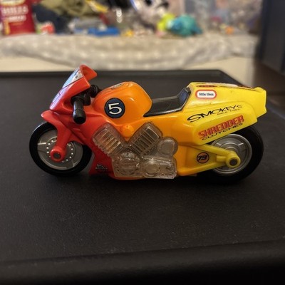 Vintage Little Tikes Rugged Riggz toy motorcycle fat wheels yellow orange
