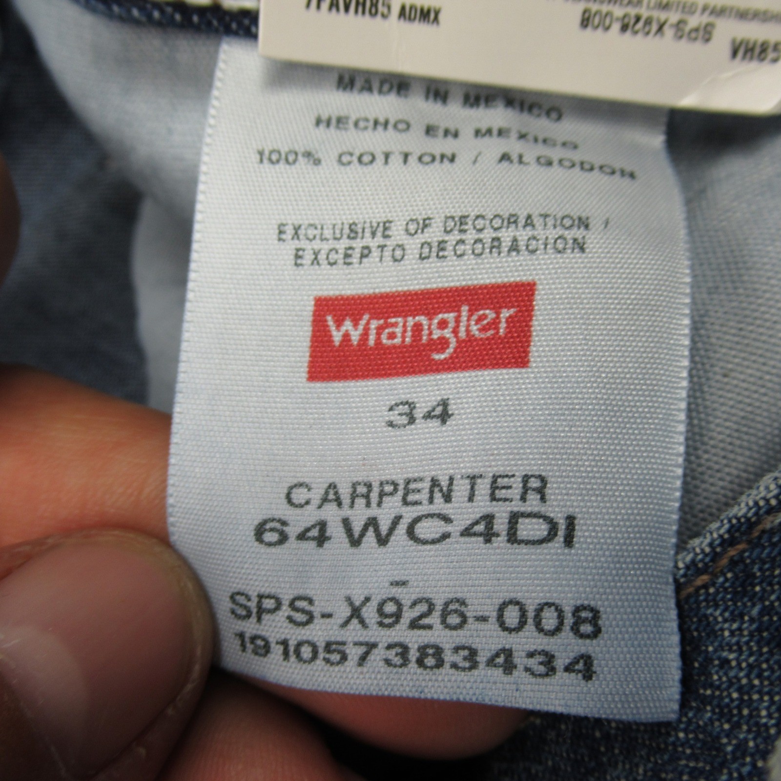 Wrangler Denim Shorts Mens 34 Blue Cotton Zip Fly Relaxed Fit Jean Carpenter NWD thumbnail 5