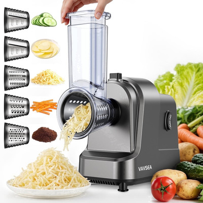 VAVSEA Electric Cheese Grater Salad Maker 5 Different Blade 400W Slicer Shredder