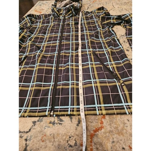 Quiksilver Windbreaker Jacket Mens Large Black Plaid Hooded Full Zip Excellent image 7