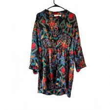 Victoria's Secret Black Multicolor Paisley Floral Robe
