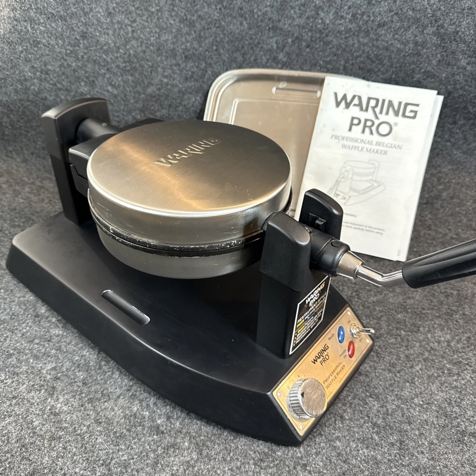 Waring Pro Belgium Stainless Waffle Maker WWM200SA Rotating Restaurant Style