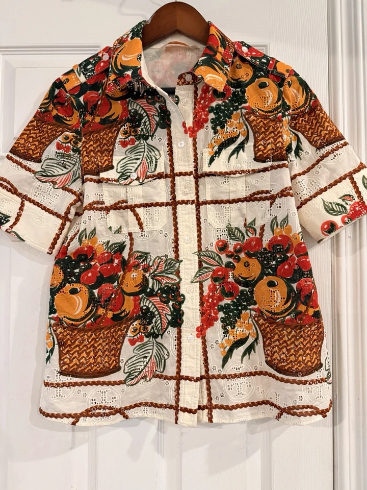 Tory Burch • 跑道印花露营衬衫水果篮刺绣蕾丝 — 第 4/4 张图片