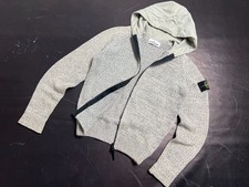 LUXURY Auth Men's STONE ISLAND Knitted Cotton Zip Hooded Sweater Jacket - S