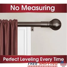 Smart Rods Easy Install Drapery Window Rod Adjustable Projection Ball Finials US