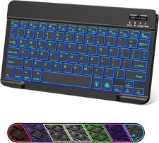 Bluetooth Keyboard for iPad, 7-Color Backlit, Rechargeable 10 inch Wireless Keyb