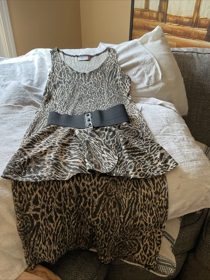 Isadora New York Leopard Dress With Detachable top Skirt.