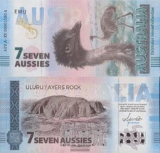 Banknoten Australien 2025 7 Aussies Souvenirschein Australien bankfrisch Tiere A